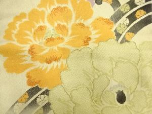 アンティーク　滝に牡丹模様刺繍名古屋帯